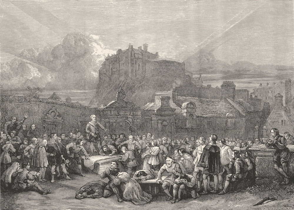 SCOTLAND. Signing the Covenant, Greyfriars Churchyard c1886 old antique print